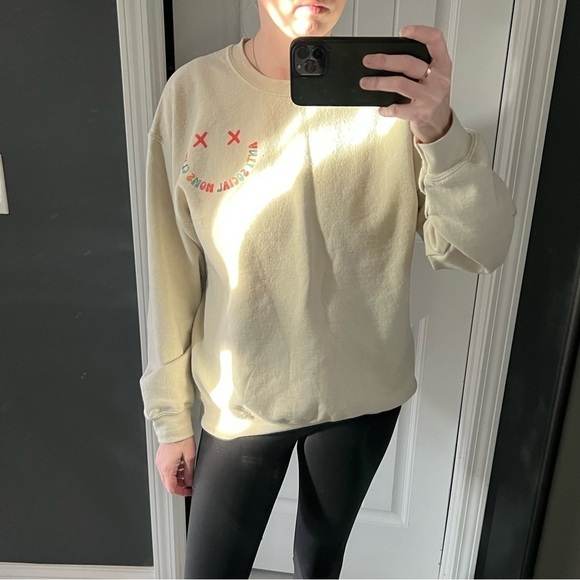 Beige Anti Social Mom's Club Crewneck Sweatshirt - Picture 3 of 5